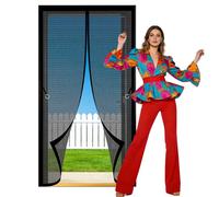 Magnetic Screen Fly Doors 72 x 180 cm with Powerful Magnets and Full Frame Magic Tape Anti Mosquito Mesh Curtain Keeping Out Flies Bug for Living Room, Bedroom, Patio, Black