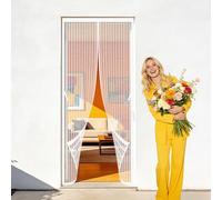 Magnetic Screen Fly Doors 81 x 233 cm Hands Free Closing Nets Patio Curtain Insect Mesh Hands Free Auto Closing Suitable for Patio Room Balcony Bedroom, White