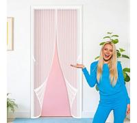 Magnetic Screen Fly Doors 90 x 248 cm Full Frame Magic Tape Magnetic Door Curtains Fly Screen Keeps Flies Mosquitoes Out for Living Room, Bedroom, Patio, White