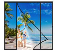 Magnetic Screen for Double Doors 340x300cm Heavy Duty Door Screen Shut Automatically with Full Frame Magnetic Strip Hands Free for Patio Balcony Garage Cellar Living Room Black