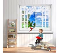 Magnetic Screen Wide Range Sizes Screen Window, 90 x 135 cm Full Frame Loop Sewn Polyester Mesh, Add-on Magnets and Weight Bars(White)