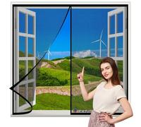 Magnetic Screen Window 110x90cm Black Heavy Duty Bug Mesh Curtain with Powerful Magnets-Insect Protection Door No Gap Keep Bugs Out Lets Fresh Air in