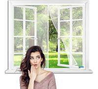 Magnetic Screen Window 115 x 115 cm Full Frame Magic Tape Instant Mesh Curtain, Hands Free Bugs Off Door Screen with Magnets【White】