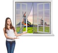 Magnetic Screen Window 115 x 115 cm Seal for Keep Bugs Fly Out Mesh Curtain for Sliding Glass Door Patio Door 【Gray】