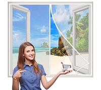 Magnetic Screen Window, 175x125 cm with Strongest Magnets, Full Frame Hook & Look Reinforced Mesh Curtain, Pet and Kid Friendly- White H