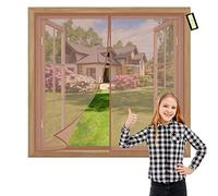 Magnetic Screen Window 55x75cm Brown Self Seeling Door Windows Screen Magnatic Closure, Keep Bugs Out,Lets Fresh Air in Pet and Kid Friendly-for Doors Windows