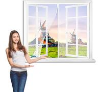 Magnetic Screen Window 60 x 110 cm Insect Protection Door No Gap, Keep Bugs Out Lets Fresh Air in 【White】