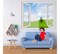 Magnetic Screen Window, 60x60 cm Anti Mosquito Mesh Fly AntiTearing Reinforced Top, Full Frame Hook&Loop, Hands Free, Pet and Kid Friendly- White H