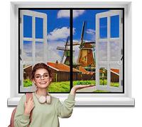 Magnetic Screen Window, 80 x 165 cm Screen Magnets Anti Mosquito Bugs with Heavy Duty Mesh Curtain for Keep Bugs Fly Out - Black