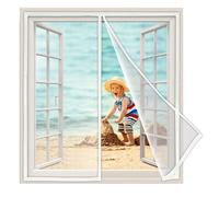 Magnetic Screen Window, 85x195 cm Mesh Curtain, Automatically Closed Foldable Easy to Install Innovative, White