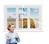Magnetic Screen Window 90 x 110 cm, Mesh Curtain, Durable Transparent for Kitchen/Bedroom/Room Window, White