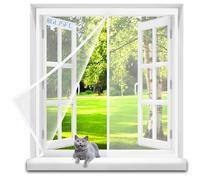 Magnetic Screen Window 95x105cm New Version Heavy Duty Mesh Curtain with Full Frame Hook and Loop Powerful Magnets That Snap Shut Automatically,Updated Dense Mesh White