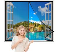 Magnetic Screen Window Black 90x120cm Heavy Duty Mesh Fly Curtain Mosquito Net with Strong Magnets, Anti-Tearing Fly Screen Keep Bugs Out,Lets Fresh Air in