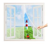 Magnetic Screen Window Curtain, 155x105 cm with Heavy Duty Mosquito Mesh for Keep Bugs Fly Out, White P