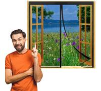 Magnetic Screen Window Curtain,Magnetic Fly Screen for Window Mesh,Magnetic Window Fly Screen Net,Keep Bugs Out,Lets Fresh Air in,Close Automatically,Easy to Install Without Drilling