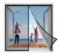 Magnetic Screen Window Mesh Curtain 120x200cm Net Door Keep Mosquitoes Flies Bugs Insects Out Full Frame Fits Single Sliding Standard Patio Glass French Balcony Door Black Reinforced