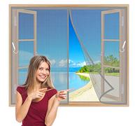 Magnetic Screen Windows 105x110 cm Easy to Install Without Drilling, with Heavy Duty MeshKeep Bugs Out, Close Automatically Gray Z