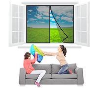 Magnetic Screen Windows 115x60 cm Sliding Screen Windows with Full Frame Magic Tape Instant Mesh for Front Bug Out Kids Pets Walk Through Black Z