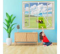 Magnetic Screen Windows 145x150 cm Let Fresh Air in, Easy Installation Keep Bugs Flys Mosquitoes Out White Z