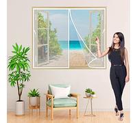 Magnetic Screen Windows 165x105 cm Insect Protection Windows No Gap, Keep Bugs Out Lets Fresh Air in White Z