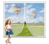 Magnetic Screen Windows 60x95cm White Anti Mosquito Mesh Fly Curtain Magnetic Top-to-Bottom Seal Snaps Shuts Automatically for Patio Balcony Garage Cellar