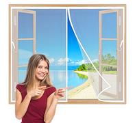 Magnetic Screen Windows 85x100 cm Mesh Curtain with Heavy Duty Mesh and Sticky Magic Strap Fits Windows Up to for Balcony Sliding Living Room Children's Room White Z