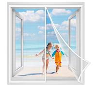 Magnetic Screen Windows Fit Windows 200x210 cm, Screen Fiberglass French Windows Mesh Curtain with Heavy Duty Hook&Loop White Reinforced