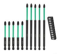 Magnetic Screwdriver Bit Set, 10pc 1/4 Hex Shank 90mm 150mm PH2 PZ2 PZ3 Alloy Steel Driver for Electric for impact Drill Fastening(90+150mm)