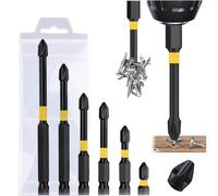 Magnetic Screwdriver Bit Set, 6PCS Electric Drill Screwdrivers Bits 1/4 Inch PH2 Hexagon TS2 Steel Heavy Duty Impact Screwdrivers Anti Slip Cross Slot Screwdriver Bit Set