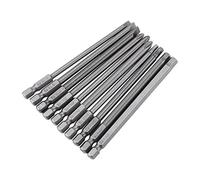 Hex Shank Magnetic Screwdriver Bits | Long Shank Power Tool Bits | 10-Piece Set (Slotted, Cross, Hex Head) | 100mm Length for Maximum Reach
