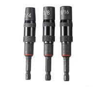 Magnetic Screwdriver Extension Rod 6.35mm Metal Black | 360-degree swivel head, 1/4 inch hex shank, strong rare earth magnet, quick change sleeve, tight space access(3pcs)
