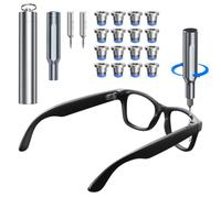 Magnetic Screwdriver Glasses Repair Kit with 12Pcs Replacement Hinge Screws for Ray-Ban Meta Wayfarer Headliner Skyler Display Oakley HSTN Smart Glasses, Portable Eyeglass Fix Tool Set with Metal Case