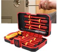 Magnetic Screwdriver Set 13pcs - 1000V VDE Insulated Electrician Tool Kit with Interchangeable Handle, Slotted Phillips Pozidriv Torx Bits & Carrying Case