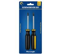 Magnetic Screwdriver Set 2 Piece - Flat Head & Phillips Screwdriver - Non-Slip Soft Grip Handle - 19cm Steel Shaft - DIY Home Repair Hand Tool Set for Toolbox