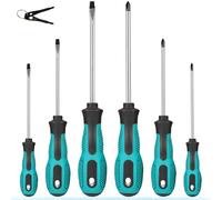 Magnetic Screwdriver Sets 6 PCS,Craftsman Screwdriver Set with Bag,Flat Head Phillips Screwdriver, Non-Slip Cushion Grip for Repair Home Improvement,Green & Black