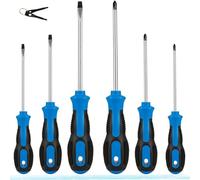 Magnetic Screwdriver Sets 6 PCS,Craftsman Screwdriver Set with Bag,Flat Head Phillips Screwdriver, Non-Slip Cushion Grip for Repair Home Improvement,Blue & Black