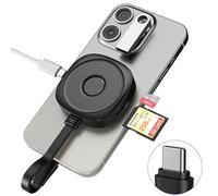 Magnetic SD Card Reader USB C, Magnetic Memory Card Reader With 3.0 SD/TF Slot, USB-A Port, USB-C 100W PD Charging, Magsafe SD Card Adapter With 5Gbps USB 3.0 Data Transfer for iPhone 16/15, Tablet