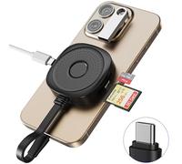 Magnetic SD Card Reader USB C, Magnetic Memory Card Reader With 4.0 SD/TF Slot, USB-A Port, USB-C 100W PD Charging, Magsafe SD Card Adapter With 40Gbps USB 4.0 Data Transfer for iPhone 16/15...