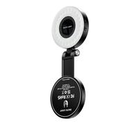 Magnetic Selfie Light | 360° Adjustable Selfie Light with Extendable, Mirror & 3 Color Lights | Portable Fill Light for Outdoor Vlog, Live Streaming, TikTok/YouTube Video, Makeup (Black)