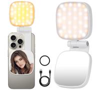 Magnetic Selfie Light Compatible with MagSafe iPhone, Multiple Folding LED Phone Photo Beauty Fill Ring Lighting with Mirror for Zoom Makeup Photography Recording Video Conference, (M27 White)