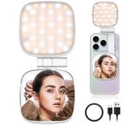 Magnetic Selfie Light for MagSafe iPhone Phone with Magnet Ring,Rechargeable CRI 97+ 700lx/0.3m Folding LED Phone Fill Ring Lighting with Mirror for Makeup Webcam Laptop Photo Makeup (White)