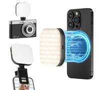 Magnetic Selfie Light, Portable Phone Light, 3 Modes & 5 Levels, With Clip and Camera Cold Shoe Mount and 1/4" Screw Hole, Rechargeable