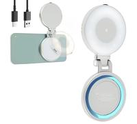 Magnetic Selfie Light with Mirror, Beauty Phone Ring Light for IOS Phone 12 to 16, 360° LED and 10-100% Stepless Brightness Adjustable for Photography Makeup Video Call(silver)