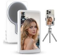 Magnetic Selfie Monitor Screen for Phone, 4.02" Wireless Display Rear Camera Screen Mirroring, Portable for Selfie Vlog, TikTok, YouTube Live Streaming, Remote Control, Compatible with iPhone, White