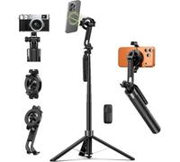 Magnetic Selfie Stick Tripod, 360° Rotation Phone Stand, Dual Magnetic Tripod with Bluetooth Remote Suitable for Selfies/Vlogging/Video Recording