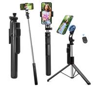 Magnetic Selfie Stick Tripod - with Removable Mobile Phone Holder, 360° Rotation, Smartphone Tripod with 1/4 Inch Screws and Bluetooth Remote Control, Compatible with iOS 5.1+ and Android 5.0+