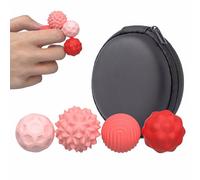 Magnetic Sensory Fidget Balls, Silicone Stress Relief Toys for Adults & Teens with Autism, ADHD, Anxiety, Quiet Executive Desk Fidget Magnets for Office, Fun Textures Roller Travel Toys (Red, 4PCS)