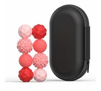 Magnetic Sensory Fidget Balls, Silicone Stress Relief Toys for Adults & Teens with Autism, ADHD, Anxiety, Quiet Executive Desk Fidget Magnets for Office, Fun Textures Roller Travel Toys (Red, 8PCS)