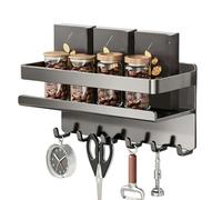 Magnetic Shelf for Fridge | Magnetic Wall Mount No Drill Shelf with 6 Hooks,Kitchen Organizers and Storage - for Bathroom Pantry Garage Laundry Locker RV Camper Cruise Door Cabinet