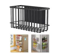 Magnetic Shelf for Fridge Spice Rack Kitchen Storage & Organization Baskets (Large, Black)
